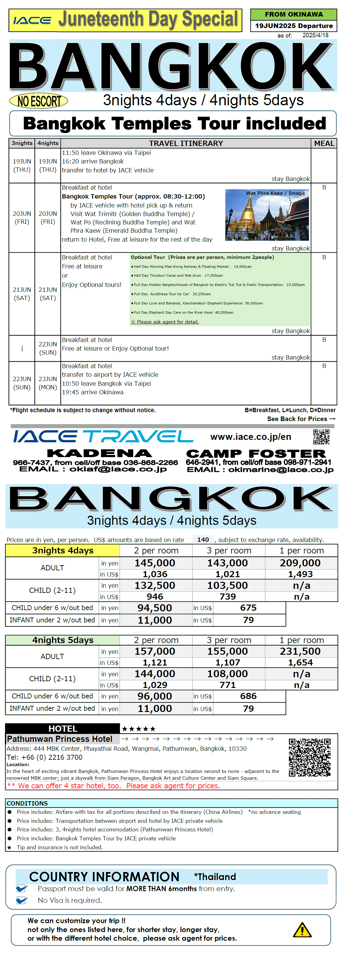 Bangkok 4 or 5days